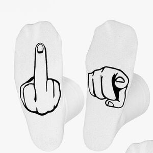 Funny Finger White Graphic Socks
